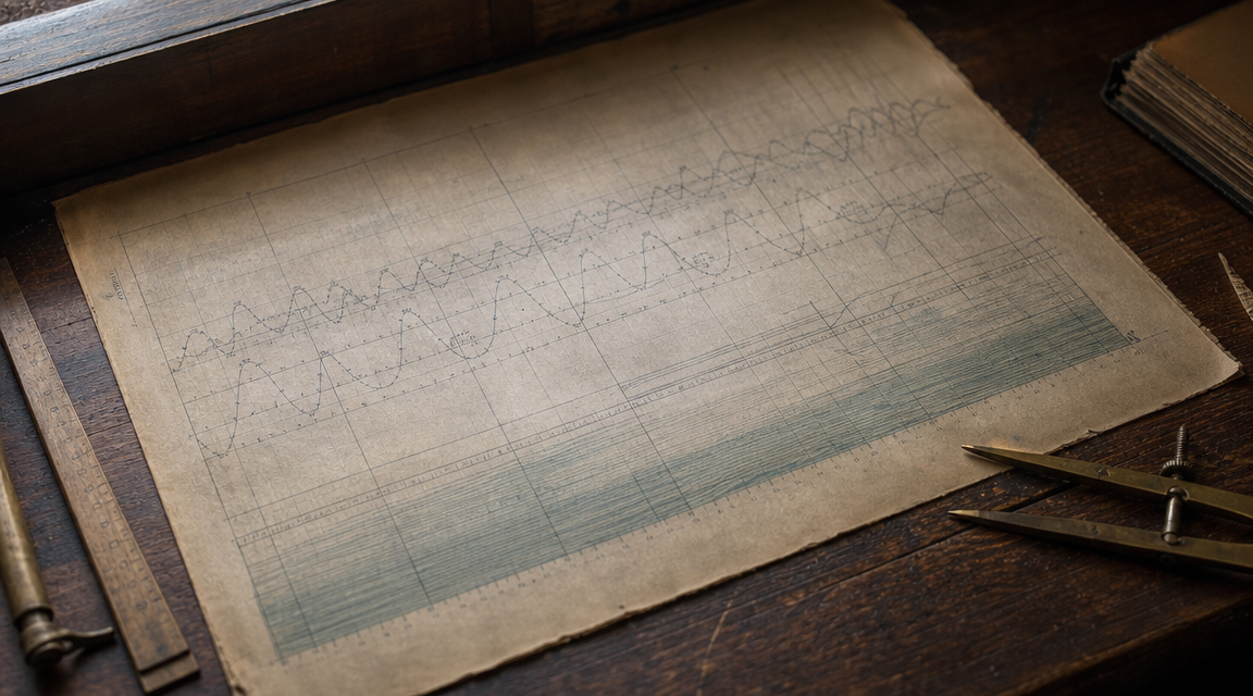 Aged tide chart on desk