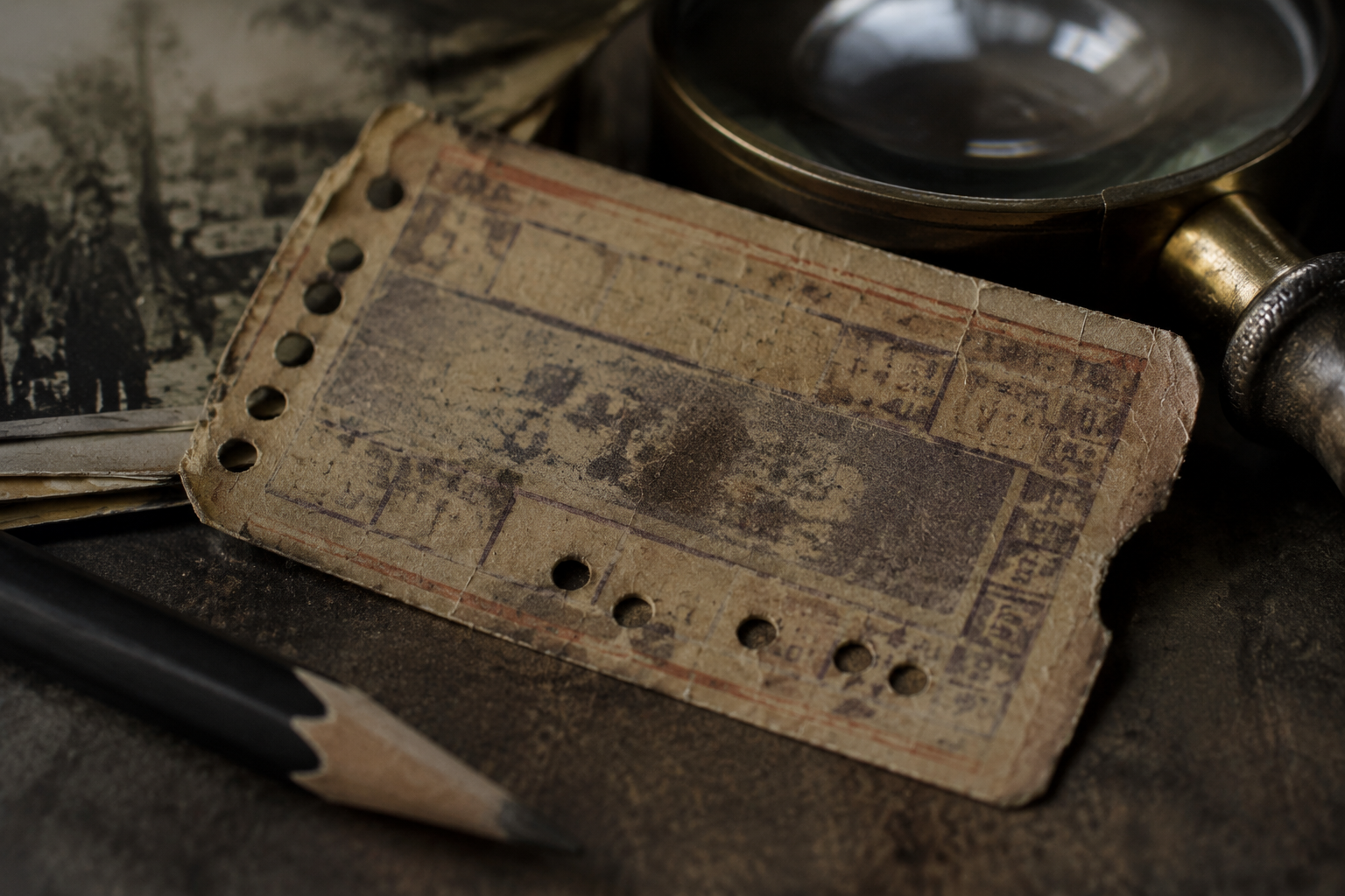 Old streetcar transfer ticket under glass