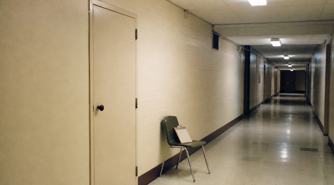Quiet corridor outside old psychology lab