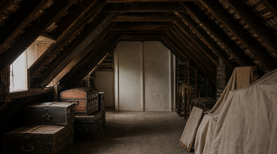 Bellweather attic with sealed wall