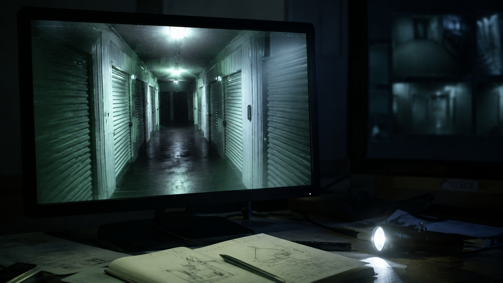 Security monitor reviewing storage footage