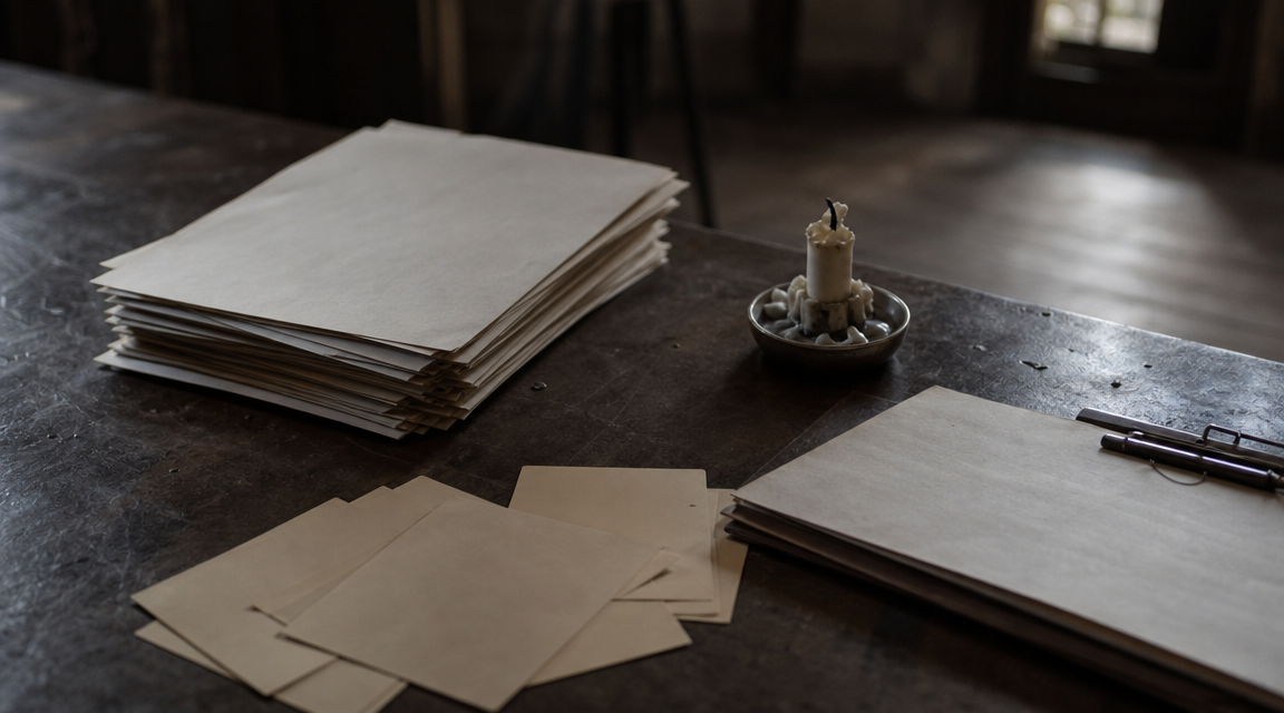Response sheets beside a blown-out candle