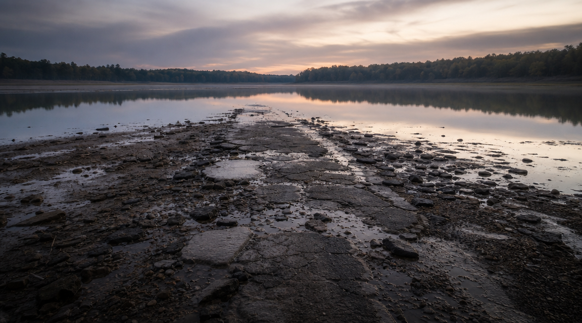 Vanished road exposed at twilight FACEBOOK ANGLE: A broken compass found in reservoir mud only misbehaved at dusk, when it pointed toward an old road drowned beneath the water instead of north. FACEBOOK VISUAL MOMENT: The cracked compass on a table at sunset, its needle turned sideways toward a marked road that should no longer matter. FACEBOOK SHORT SUMMARY: After a reservoir was partly drained, a cracked black field compass was recovered from the mud near the remains of a submerged road. During daytime checks it behaved like damaged surplus gear, but at dusk witnesses said the needle swung toward the vanished roadbed rather than north. The object remains unsettling because the most reasonable explanations account for some details, but not the timing and consistency of the reports.