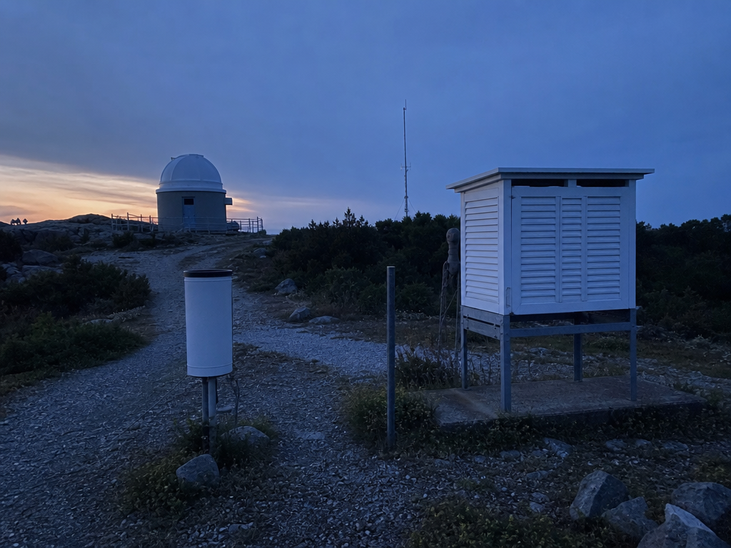 Thin shape beside the instrument shelter