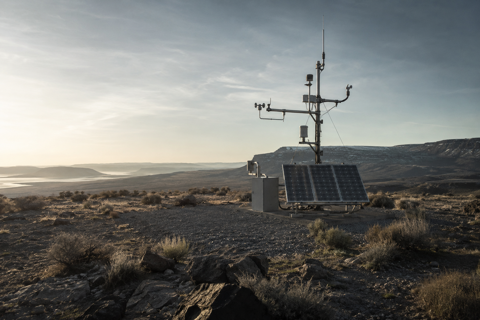 Remote weather station on Glass Mesa