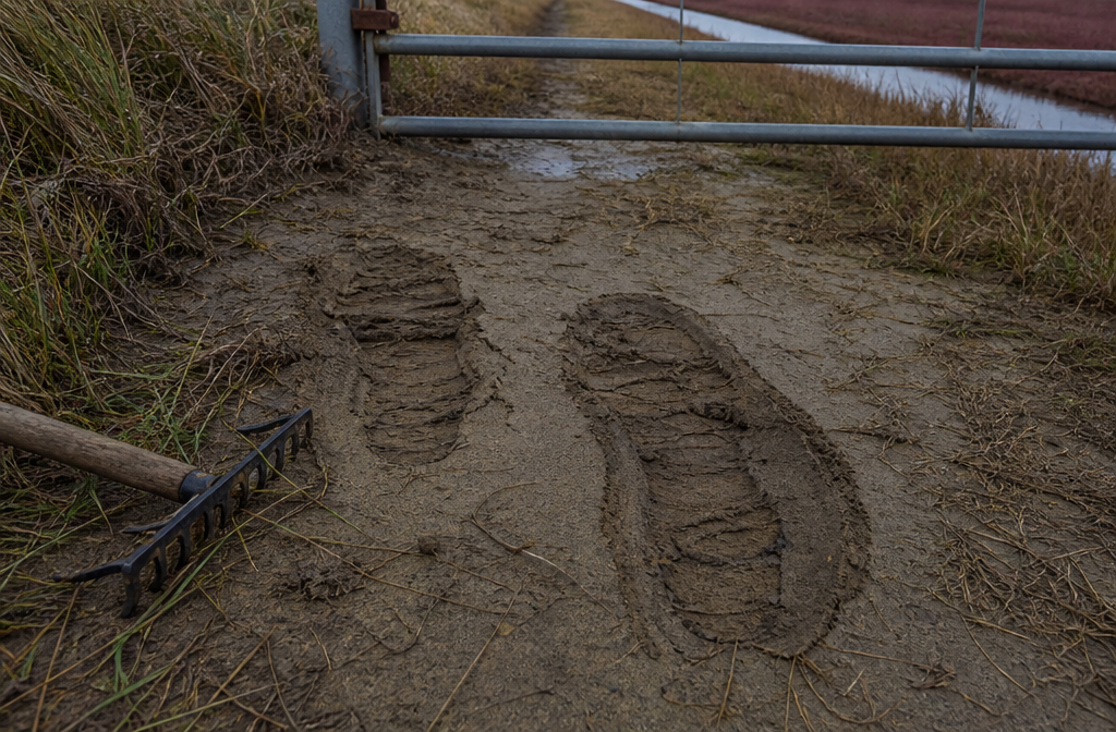 Crooked cranberry bog drainage gate