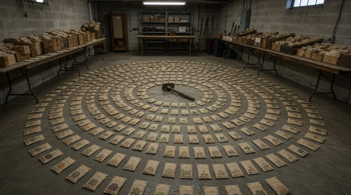 Raven Creek Seed Library Basement Photo Shows Visitor Shape Behind Drying Curtains evidence image 1