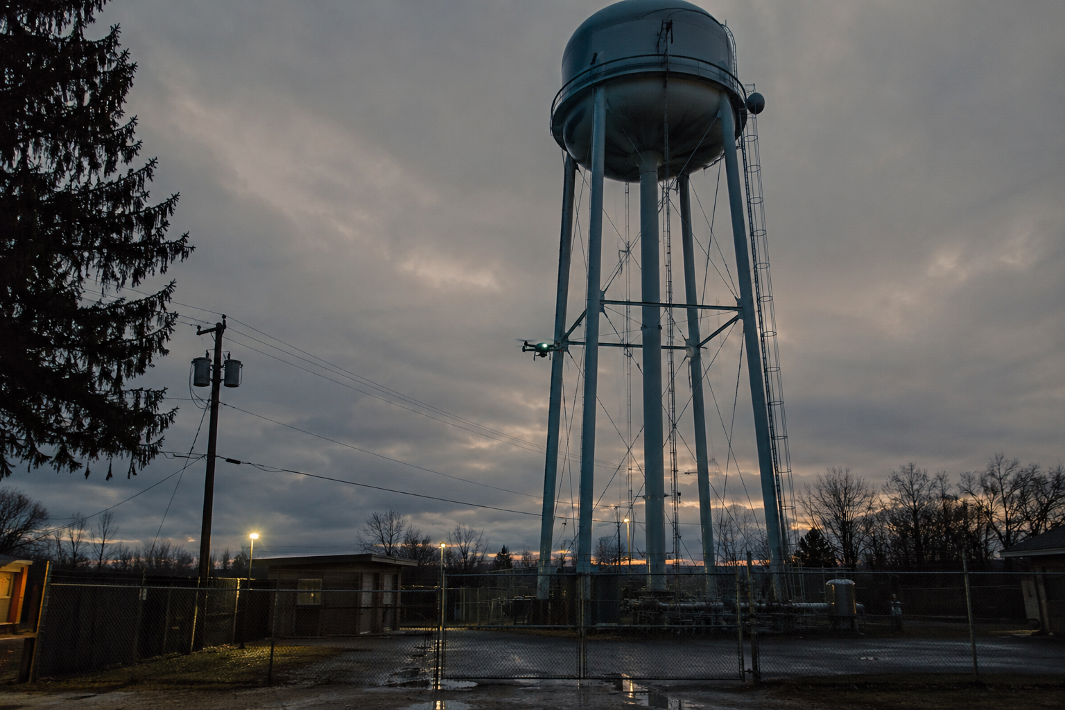 Riverton water tower during drone inspection