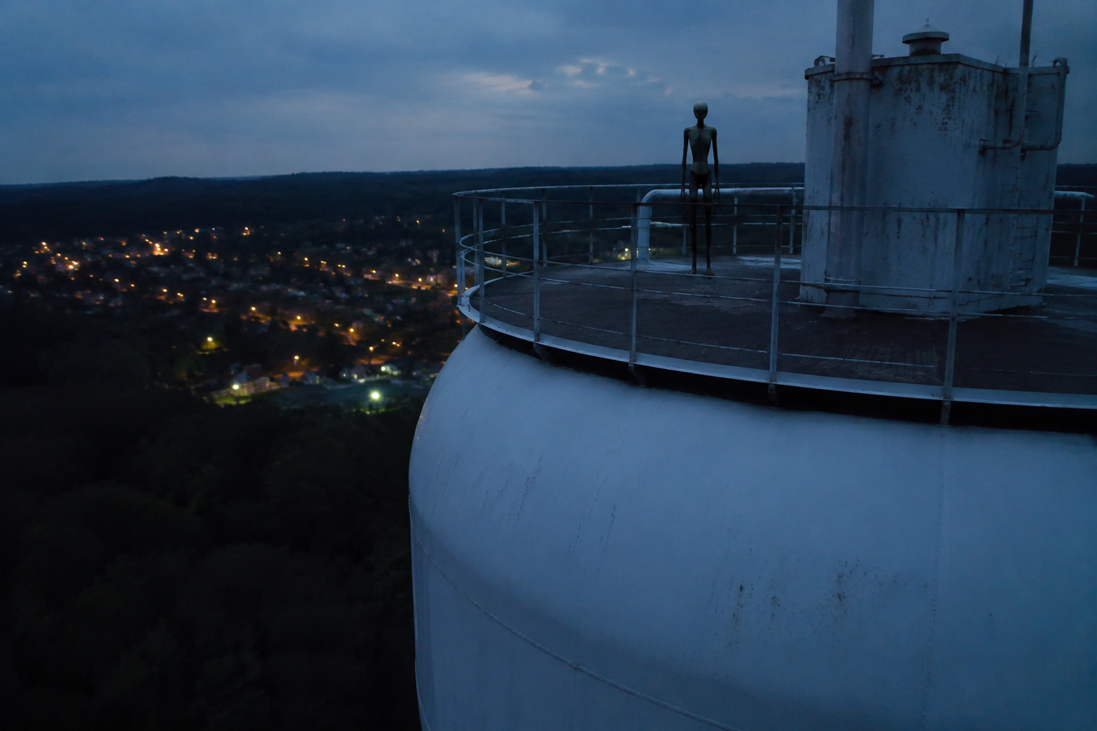 Empty service area below water tower