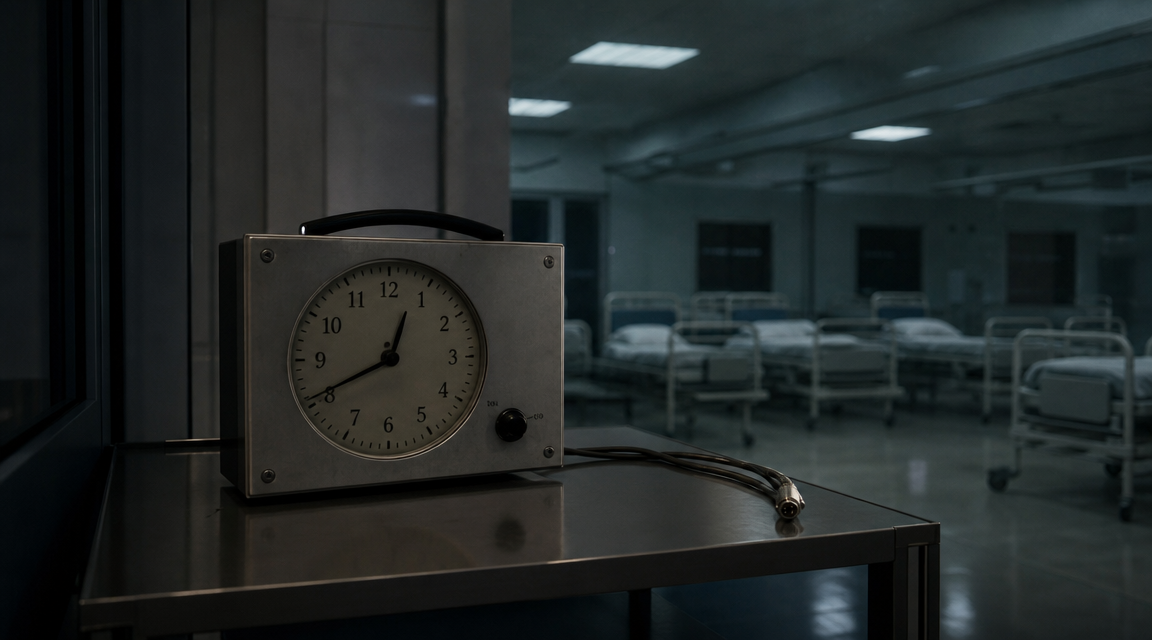 Disconnected master clock unit in an old sleep laboratory.