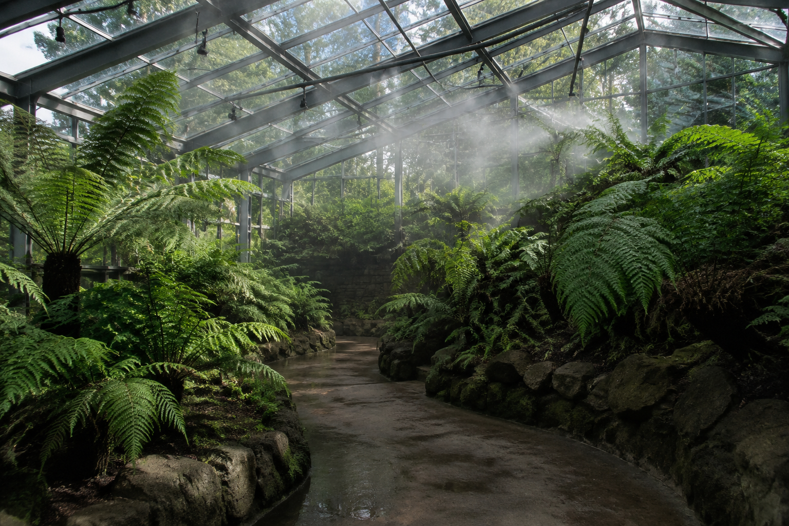 Daytime fern room comparison view