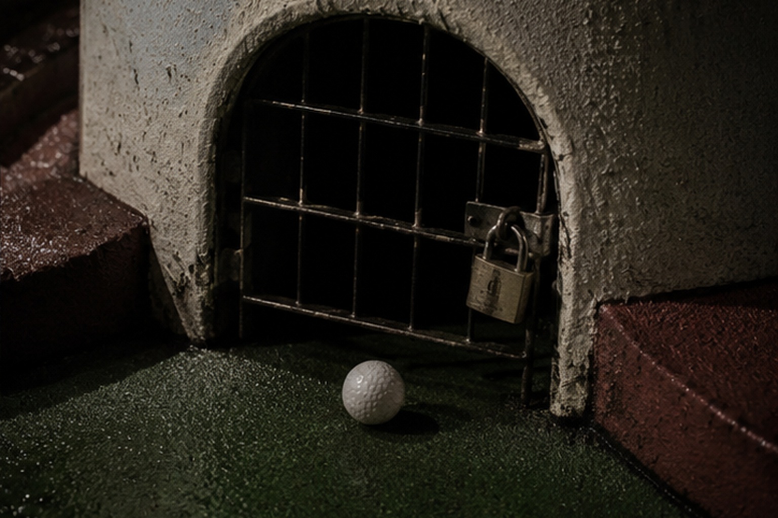 Power to the course effects and ball return had already been shut down for the night.