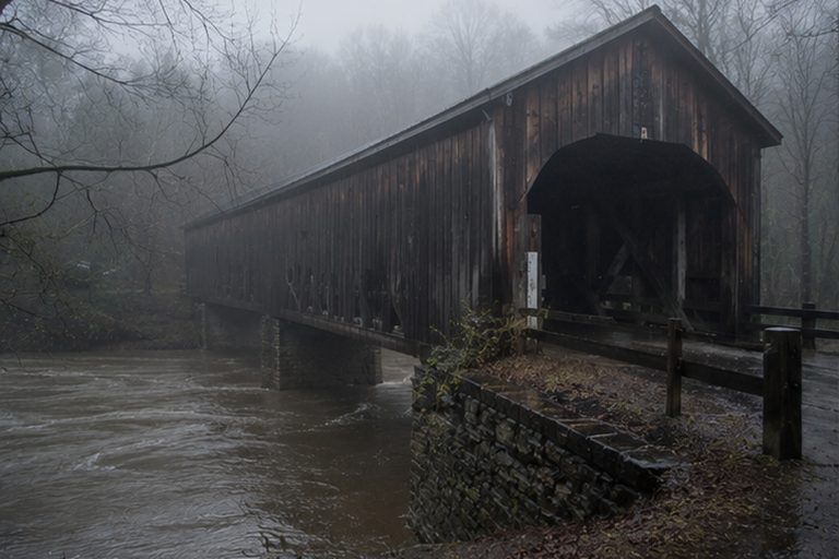 The river gauge camera was supposed to document flood levels, not whatever stood behind the covered bridge truss.