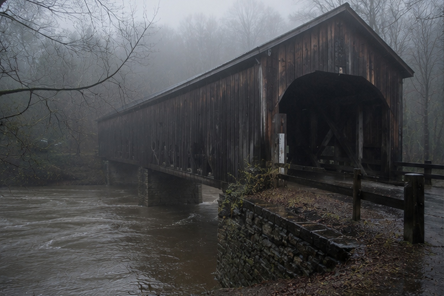 The river gauge camera was supposed to document flood levels, not whatever stood behind the covered bridge truss.