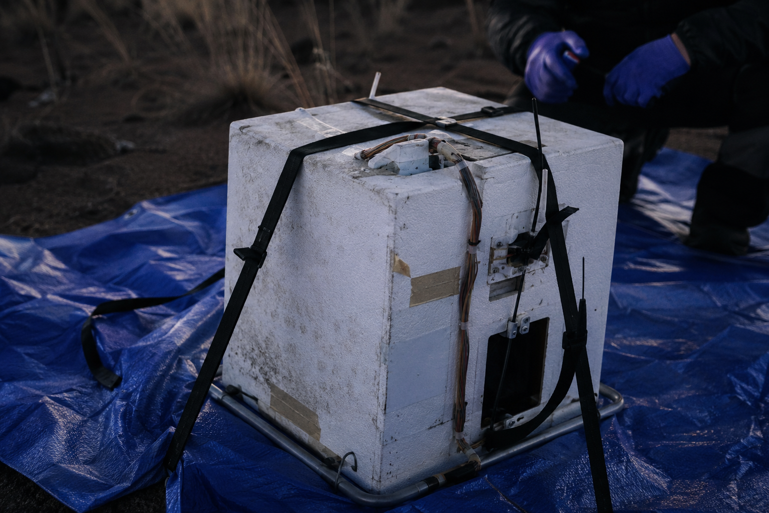 Shifted straps on recovered balloon payload