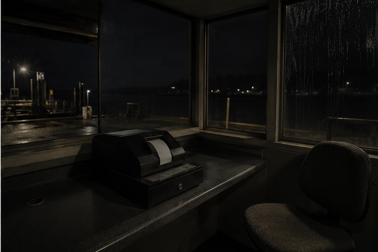 The printer made one receipt after the terminal was closed and no one was visible inside.