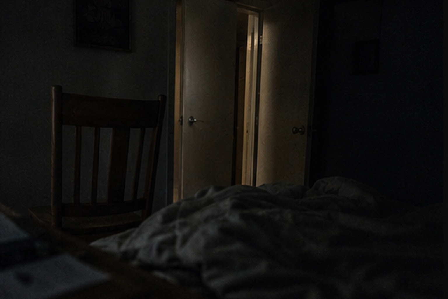 Phone camera view of a turned bedroom chair