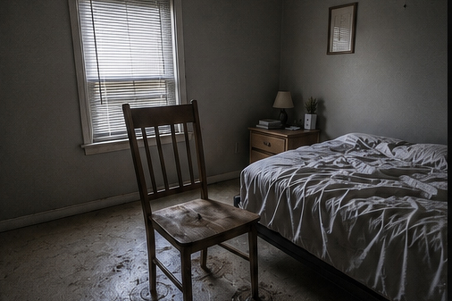 Morning bedroom with chair facing the bed