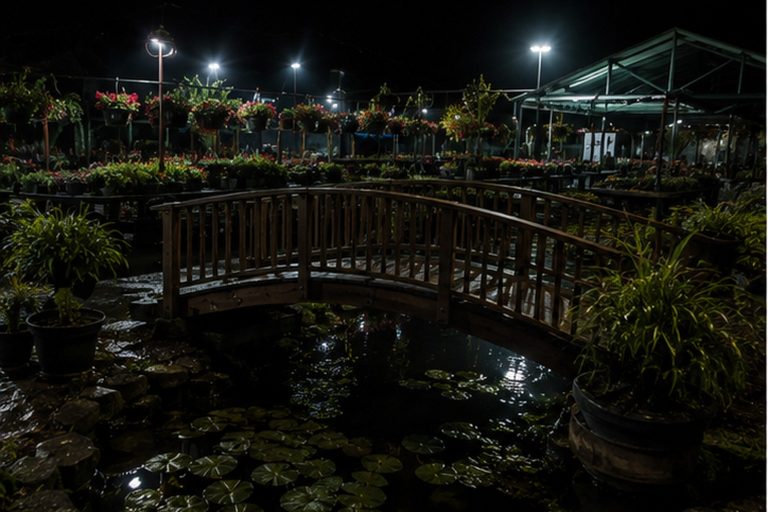 Garden center koi pond after closing