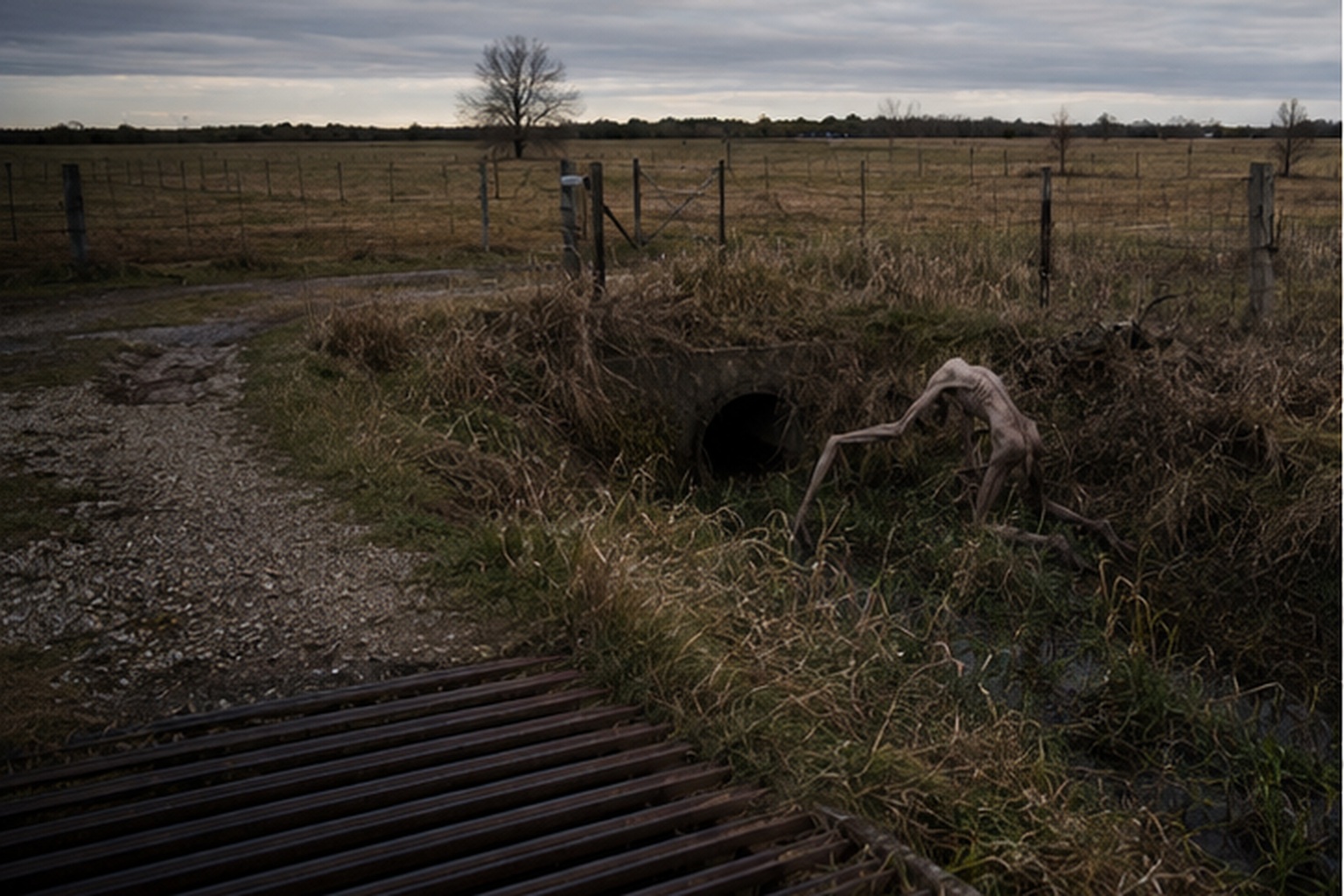 The Stick-Limbed Shape Waiting In The Irrigation Ditch