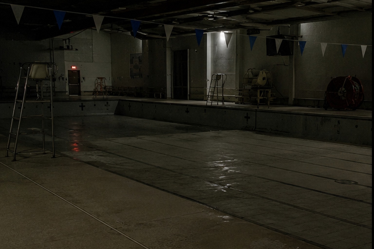 Drained municipal pool after hours