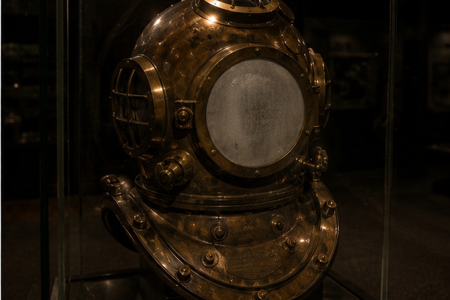 Diving helmet ports fogged from inside CAPTION 2: By morning, the viewing ports looked clouded from within the helmet rather than from the room side of the case.