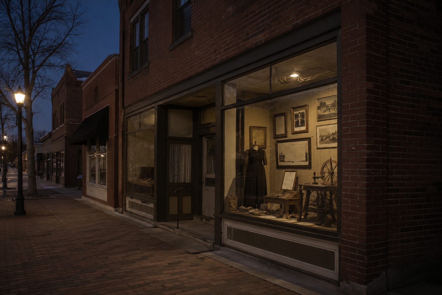 Small town museum at dusk