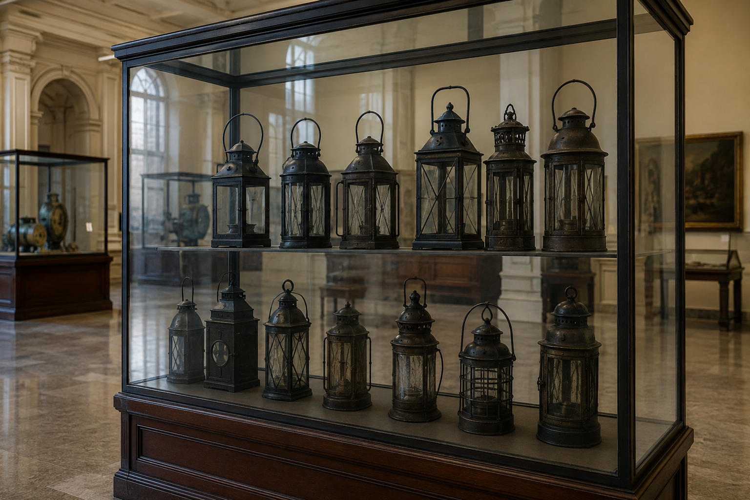 Dark railroad lantern case in daylight