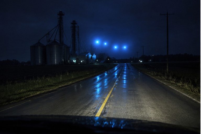 The mail route dashcam caught the first blue reflection before the driver saw anything clearly in the sky.