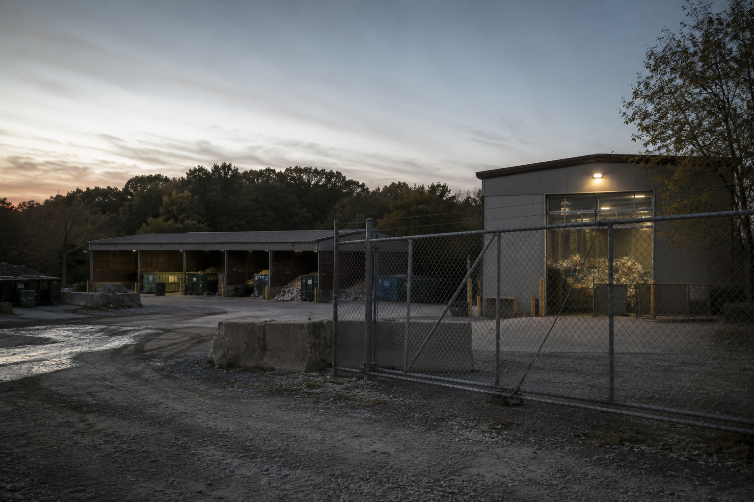 Empty transfer station beside the woods