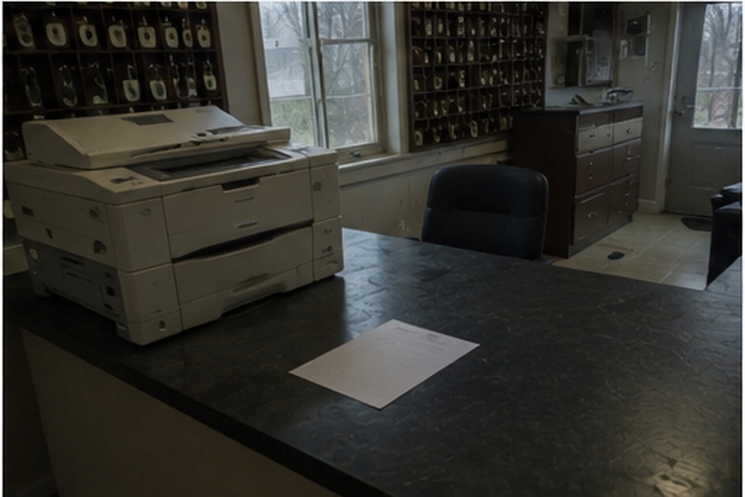 Morning storage office with printer paper