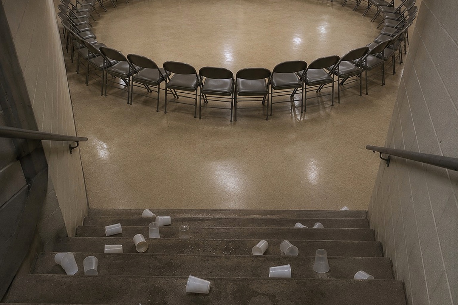 The Church Basement Folding Chairs Found In A Circle After The Lock-In reconstructed scene image 2