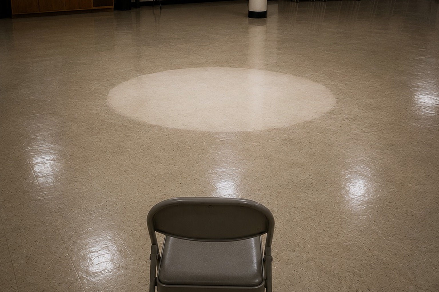 The Church Basement Folding Chairs Found In A Circle After The Lock-In reconstructed scene image 4