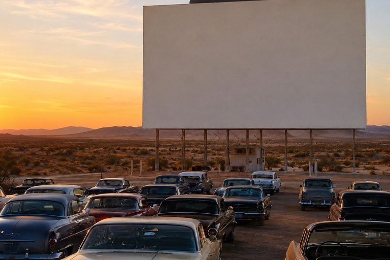 The Desert Drive-In Screen Photo Caught A Cigar-Shaped Craft Behind The Blank Screen reconstructed scene 1