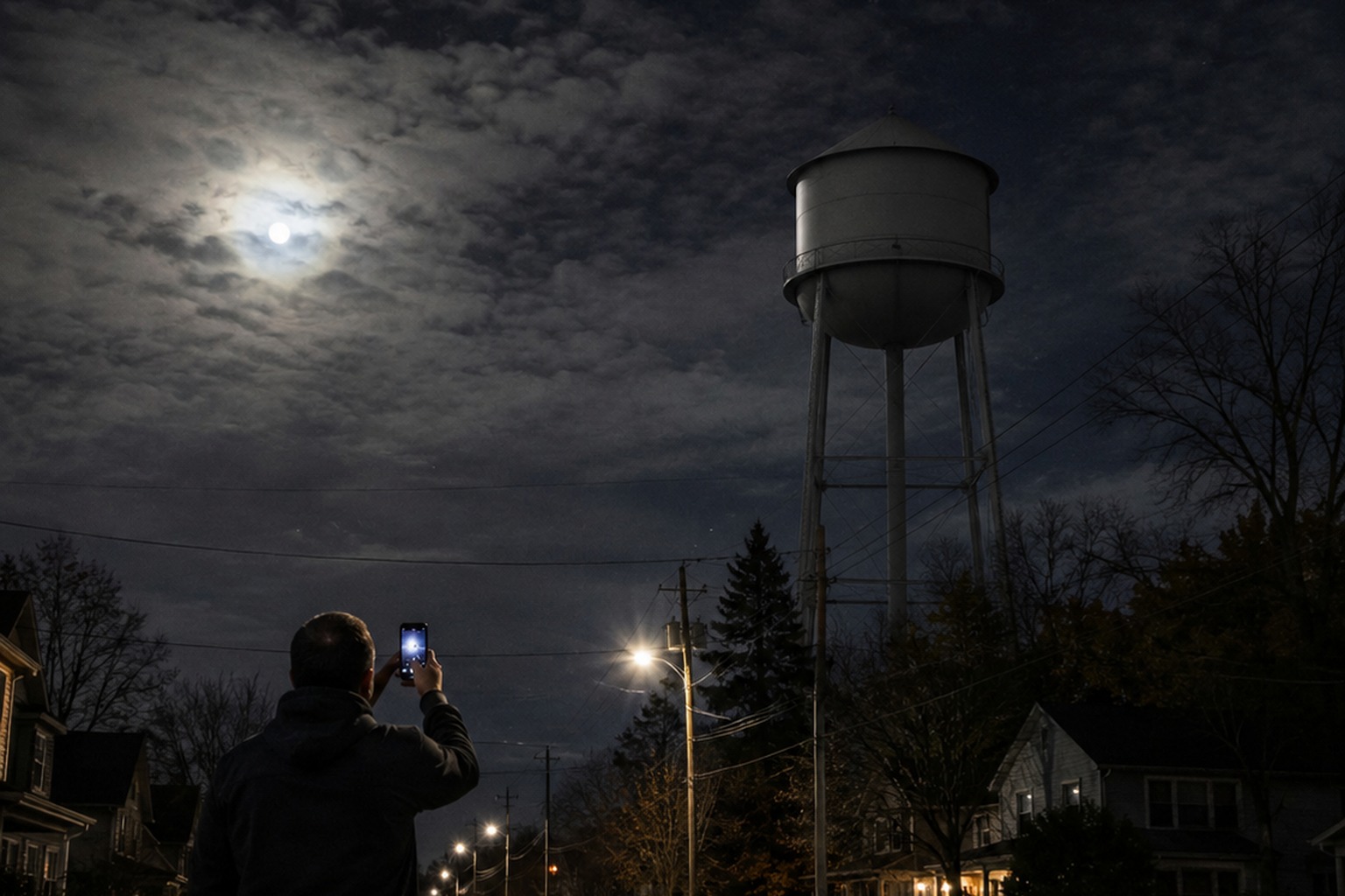 The Night Walk Photo That Caught A Silent Disc Above The Water Tower