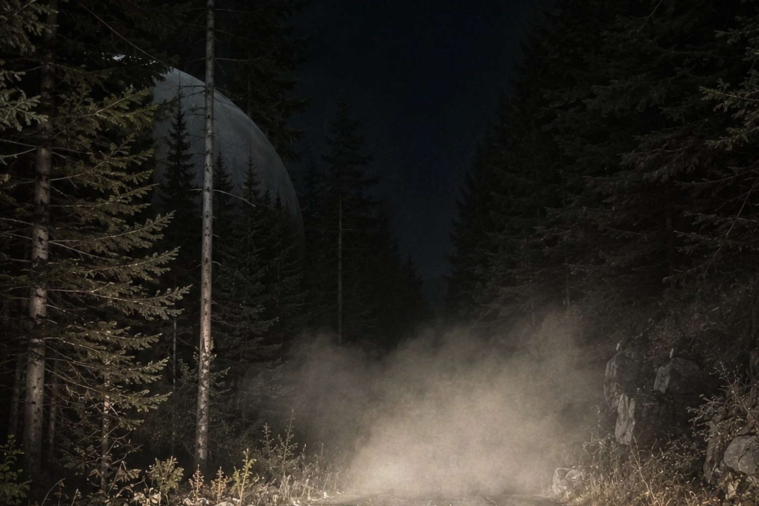 The Quarry Road Dashcam That Caught A Silent Saucer Behind The Tree Line reconstructed scene image 4