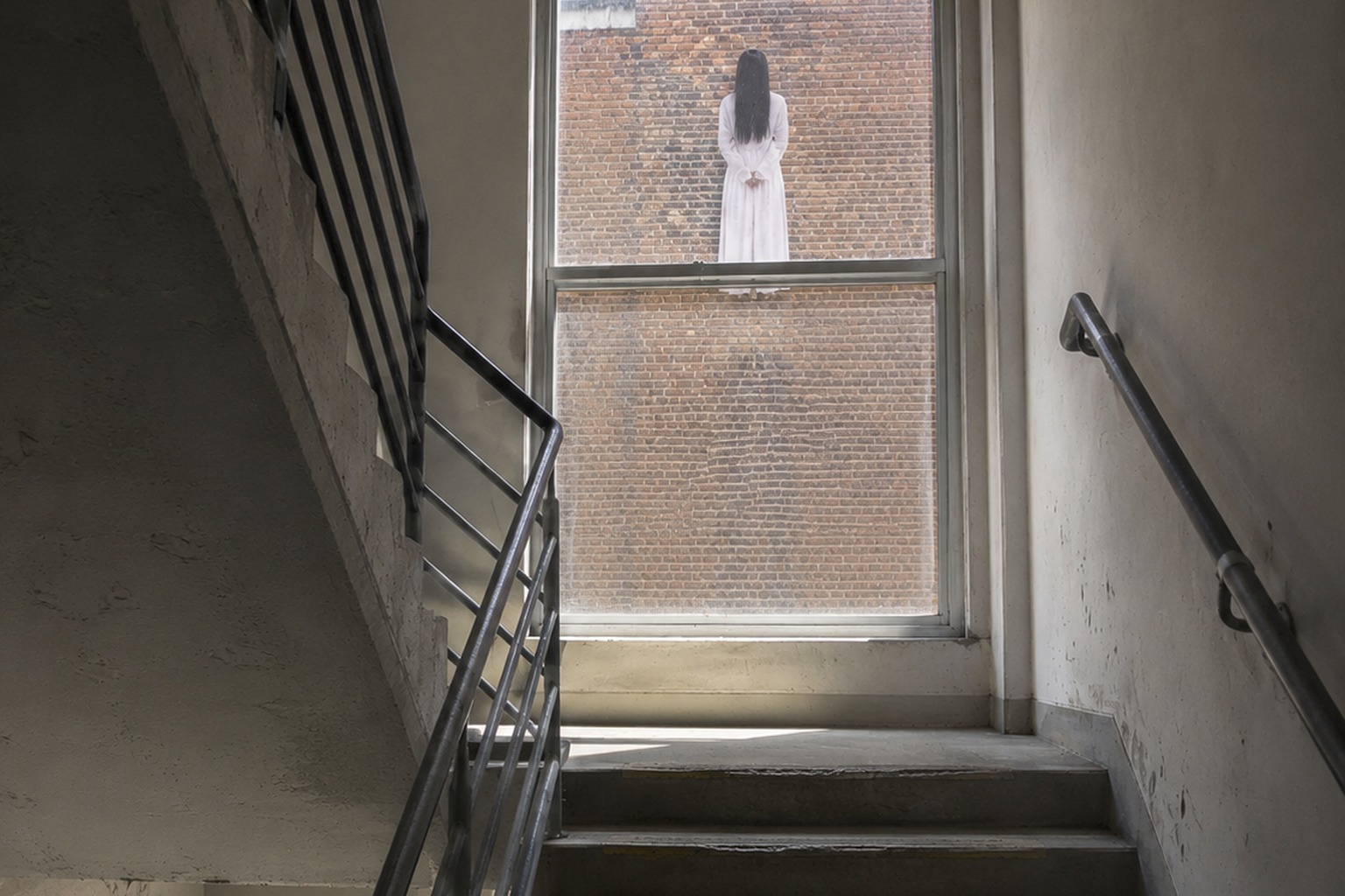 The Vacant Hospital Stairwell Where A White Dress Appeared In The Landing Window