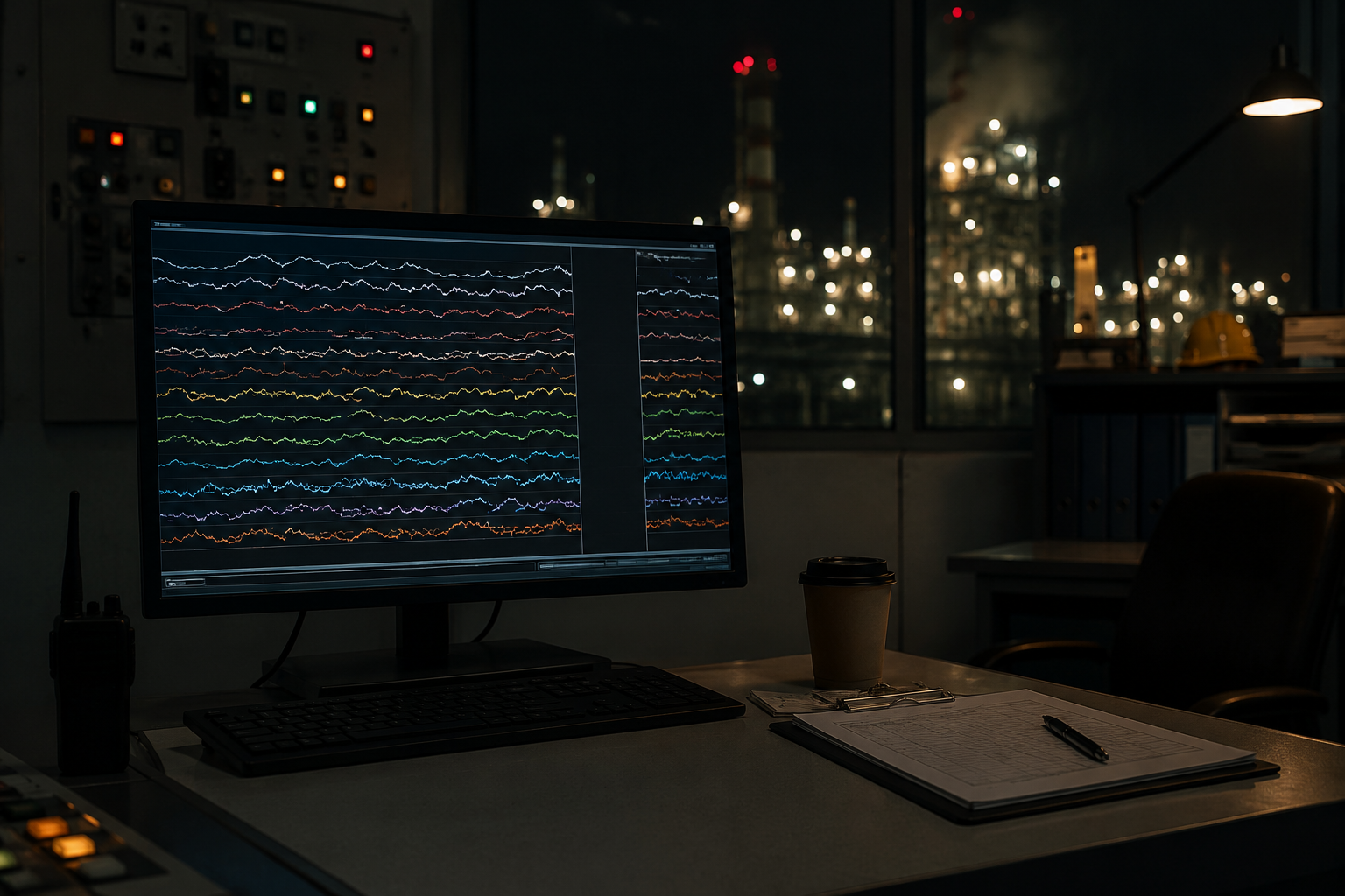 Dim control desk with sensor log gap