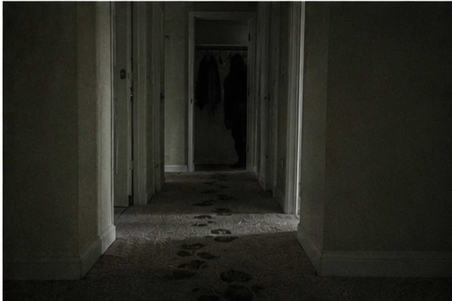 Dark figure inside the hall closet