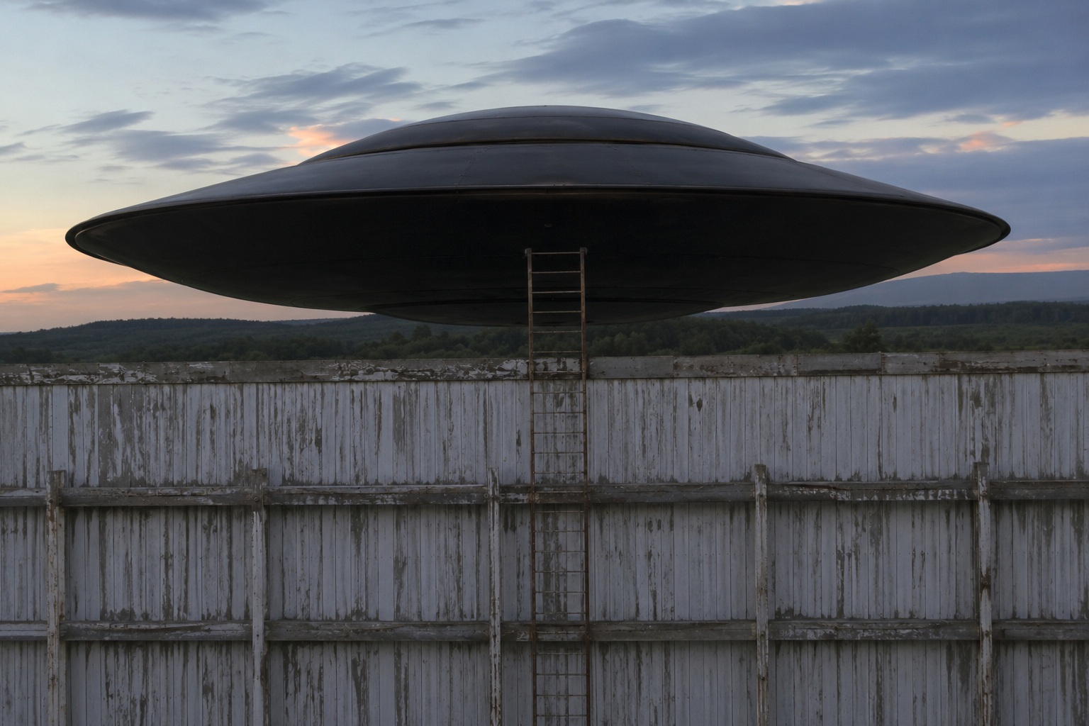 Editorial recreation of the A Black Saucer Hovered Behind Abandoned Drive-In Screen After Closing story, image 4.