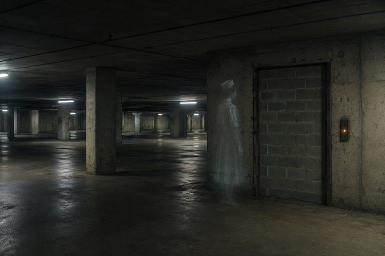 Story-style recreation for I Kept Seeing A Nurse Waiting Beside The Bricked-Up Elevator, image 1.