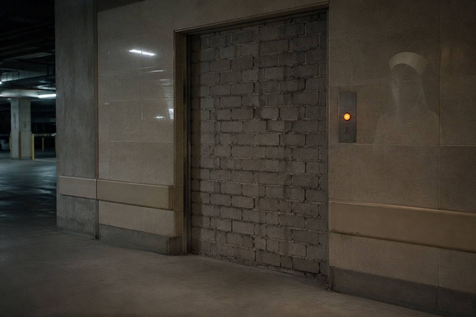 Story-style recreation for I Kept Seeing A Nurse Waiting Beside The Bricked-Up Elevator, image 2.