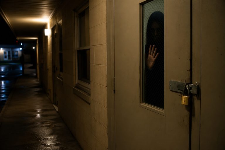 Editorial recreation of the I Saw Someone Standing Inside Locked Motel Laundry Closet story, image 1.