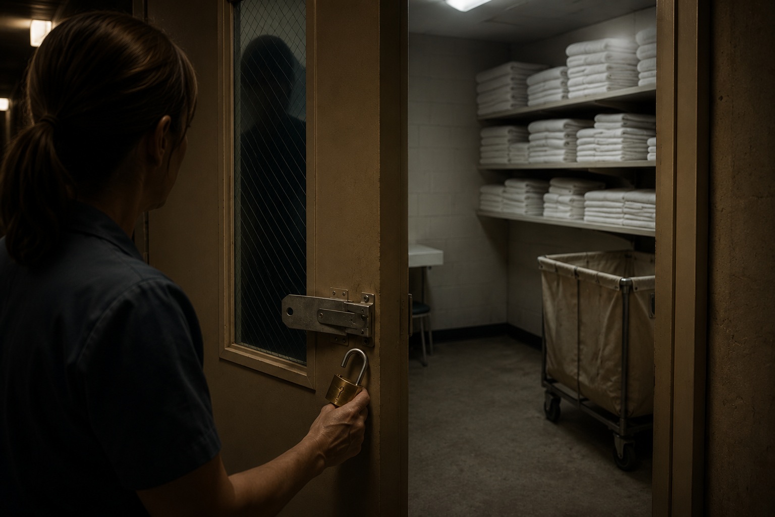Editorial recreation of the I Saw Someone Standing Inside Locked Motel Laundry Closet story, image 2.