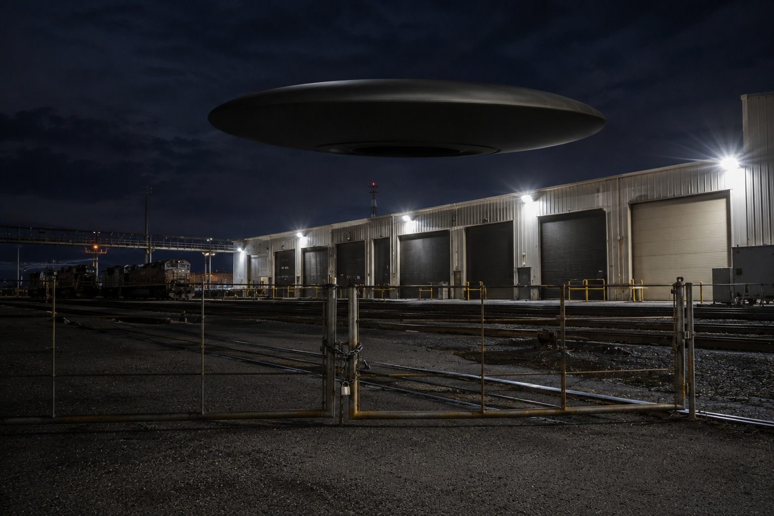 Editorial recreation of the I Watched A Black Oval Hover Above Empty Train Yard story, image 3.