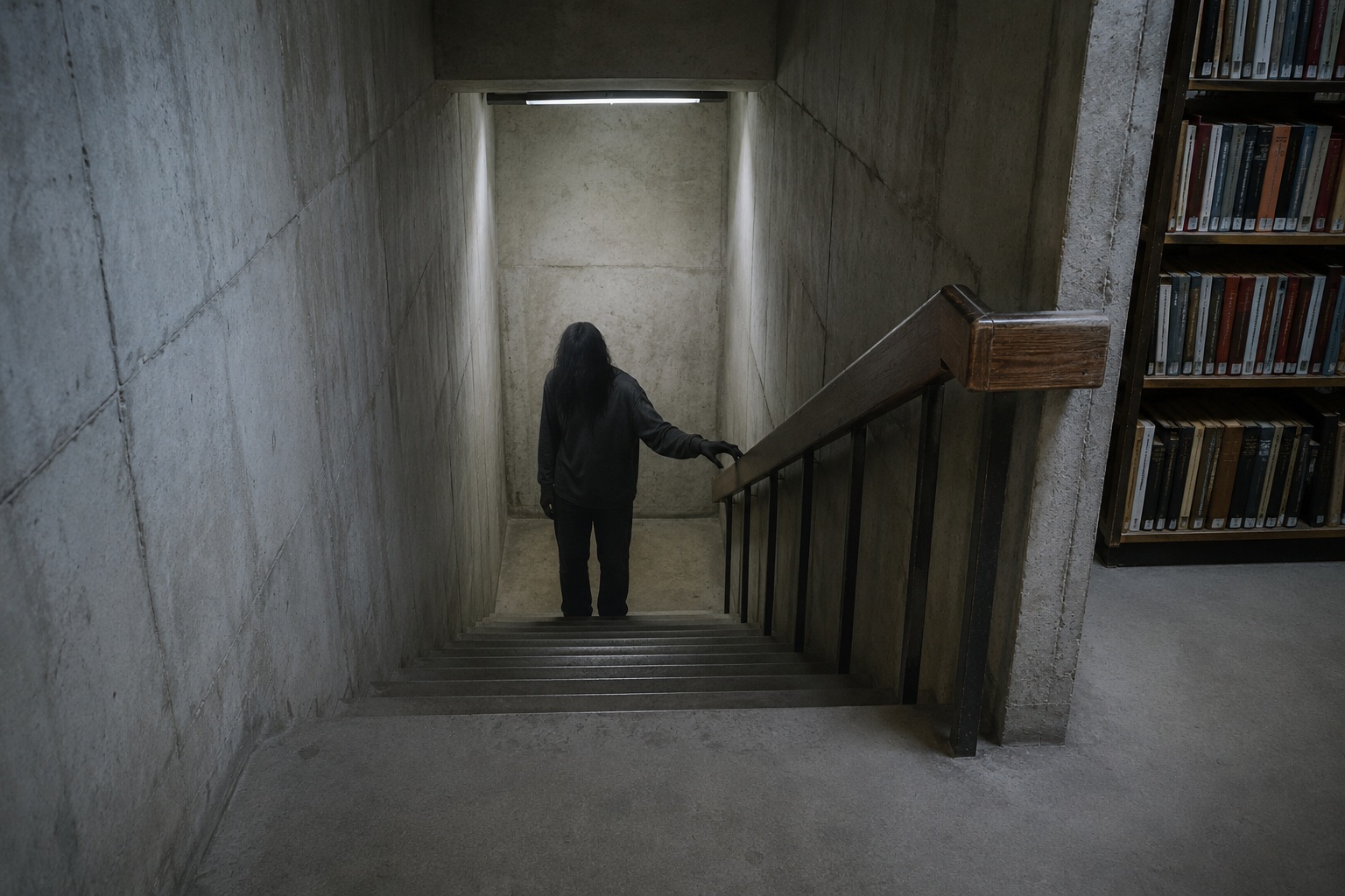 Editorial recreation of the My Sister Opened Library Basement Door And Saw Someone Waiting On The Stairs story, image 3.
