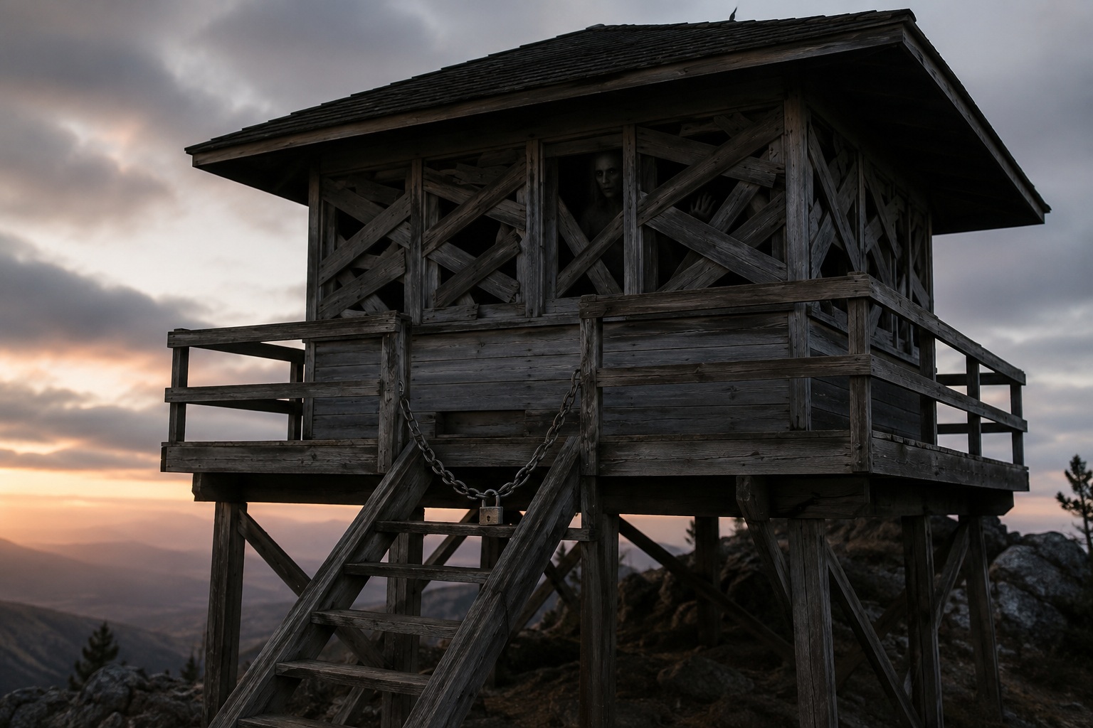 The Abandoned Fire Lookout Camera Showed A Silhouette Behind The Boarded Window