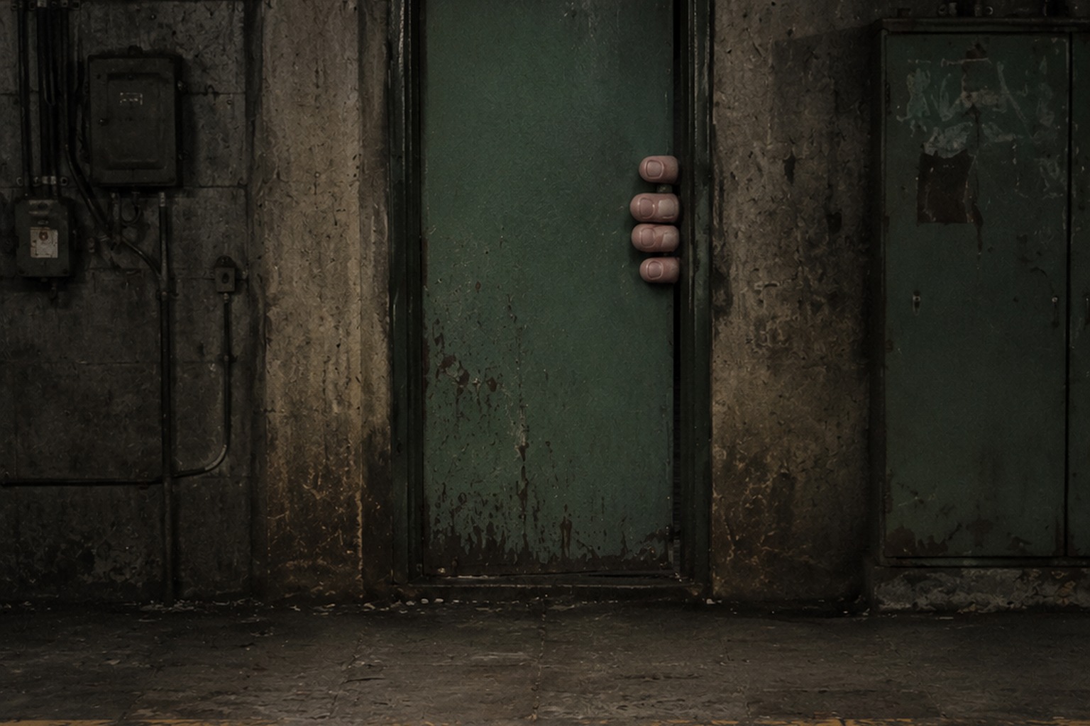 Editorial recreation of the Abandoned Subway Platform Mirror Photo Showed Fingers Curled Around The Signal Door story, image 2.