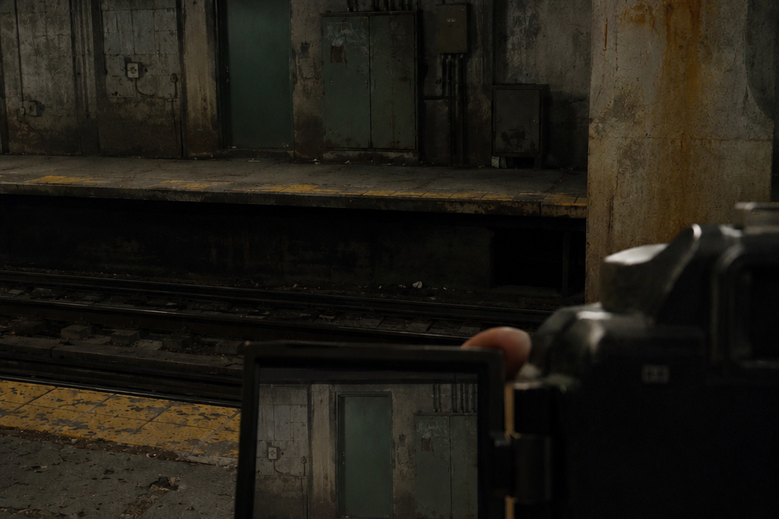 Editorial recreation of the Abandoned Subway Platform Mirror Photo Showed Fingers Curled Around The Signal Door story, image 4.