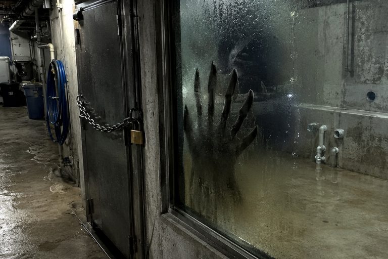 Editorial recreation of the Aquarium Service Hall Camera Showed A Wet Clawed Shape Pressed Against The Empty Turtle Tank story, image 1.